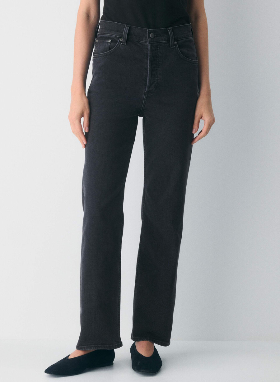 denim forum the arlo hi-rise straight jean eyeliner nero