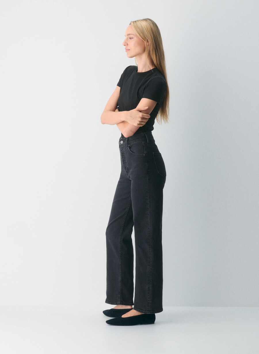 denim forum the arlo hi-rise straight jean eyeliner nero