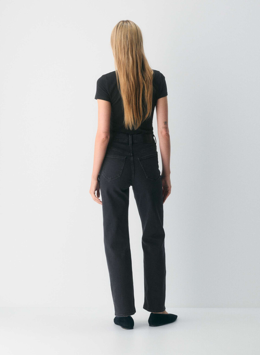 denim forum the arlo hi-rise straight jean eyeliner nero