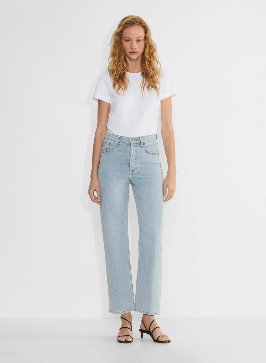 denim forum the arlo hi-rise straight jean 15 yrs brl thr bleu