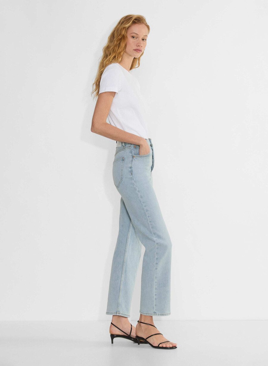 denim forum the arlo hi-rise straight jean 15 yrs brl thr bleu