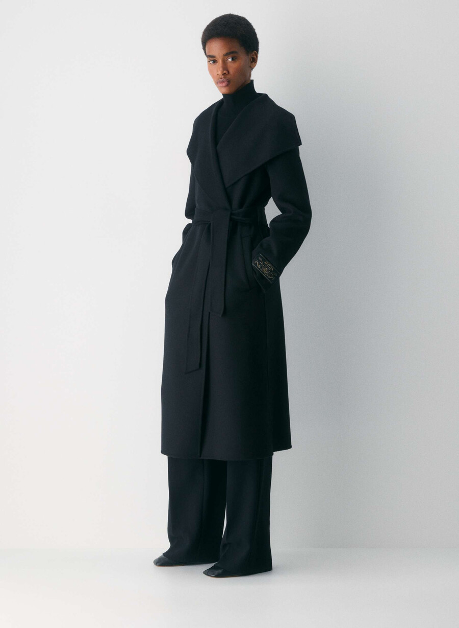 cappotto portfolio double face - lana e cashmere luxe nero