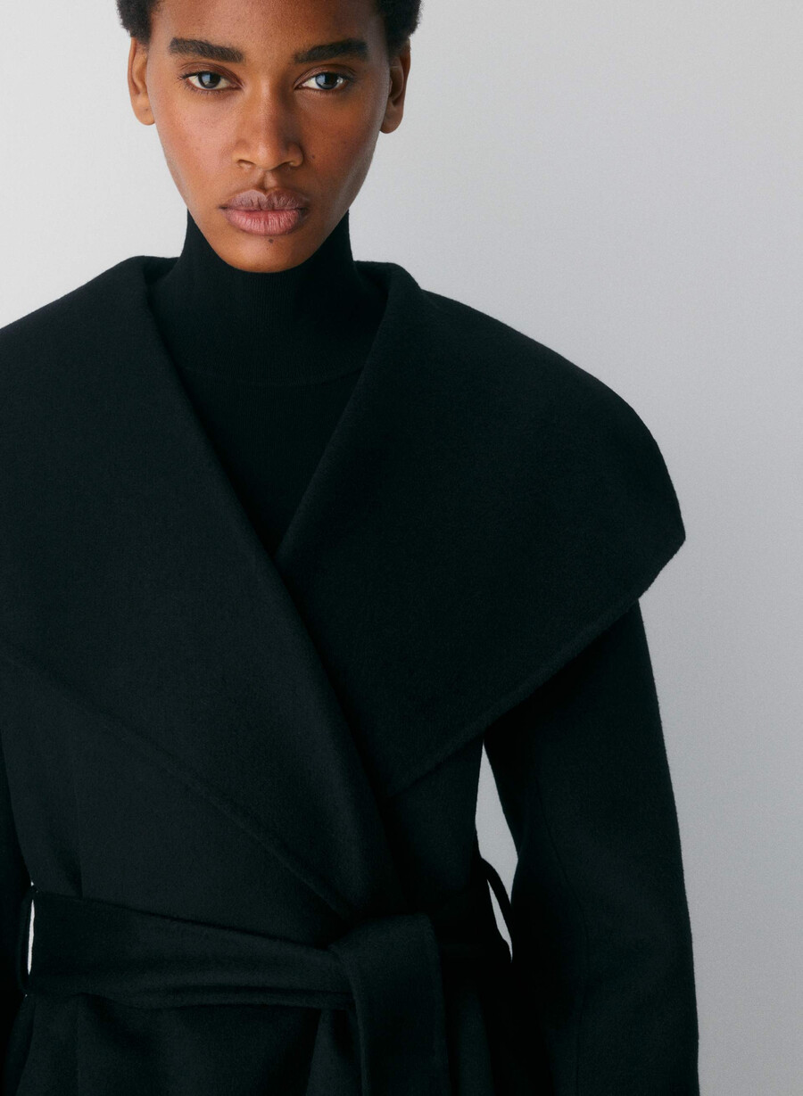 cappotto portfolio double face - lana e cashmere luxe nero