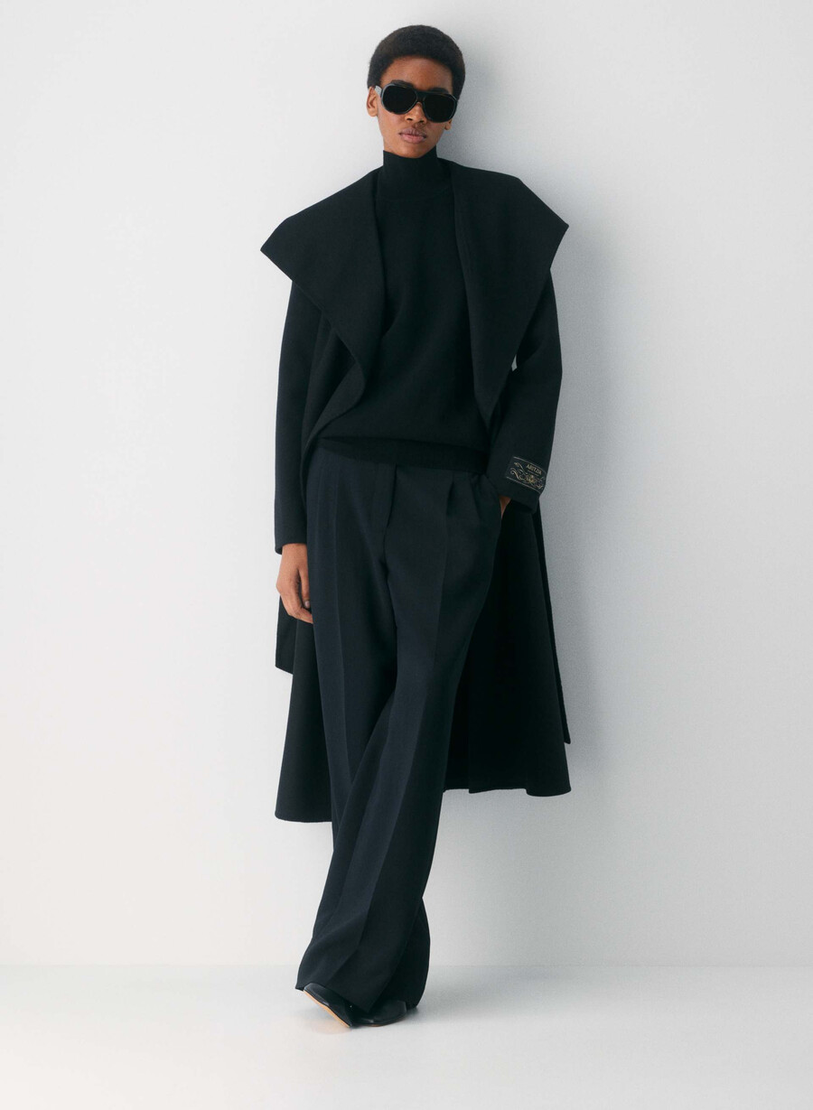 cappotto portfolio double face - lana e cashmere luxe nero