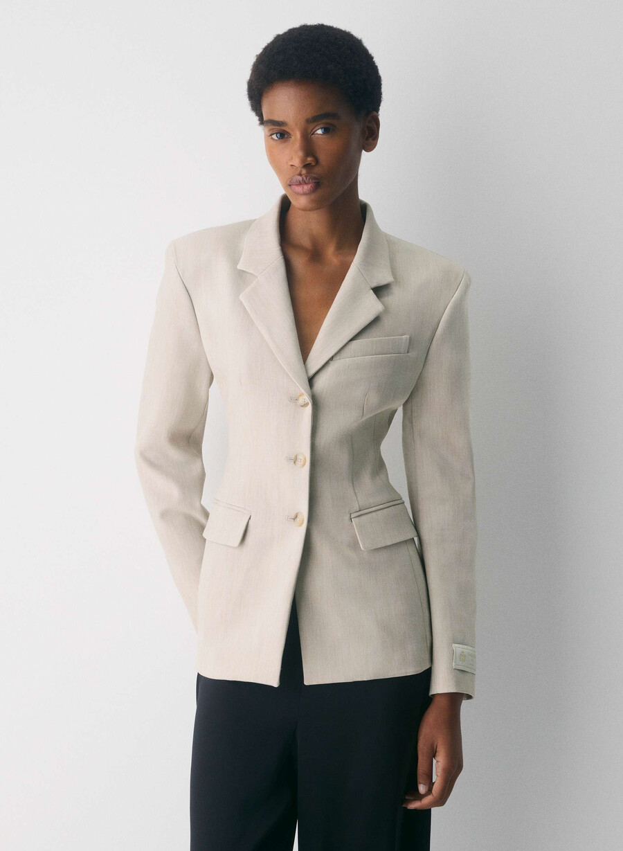 standout blazer - ressential heather matte pearl