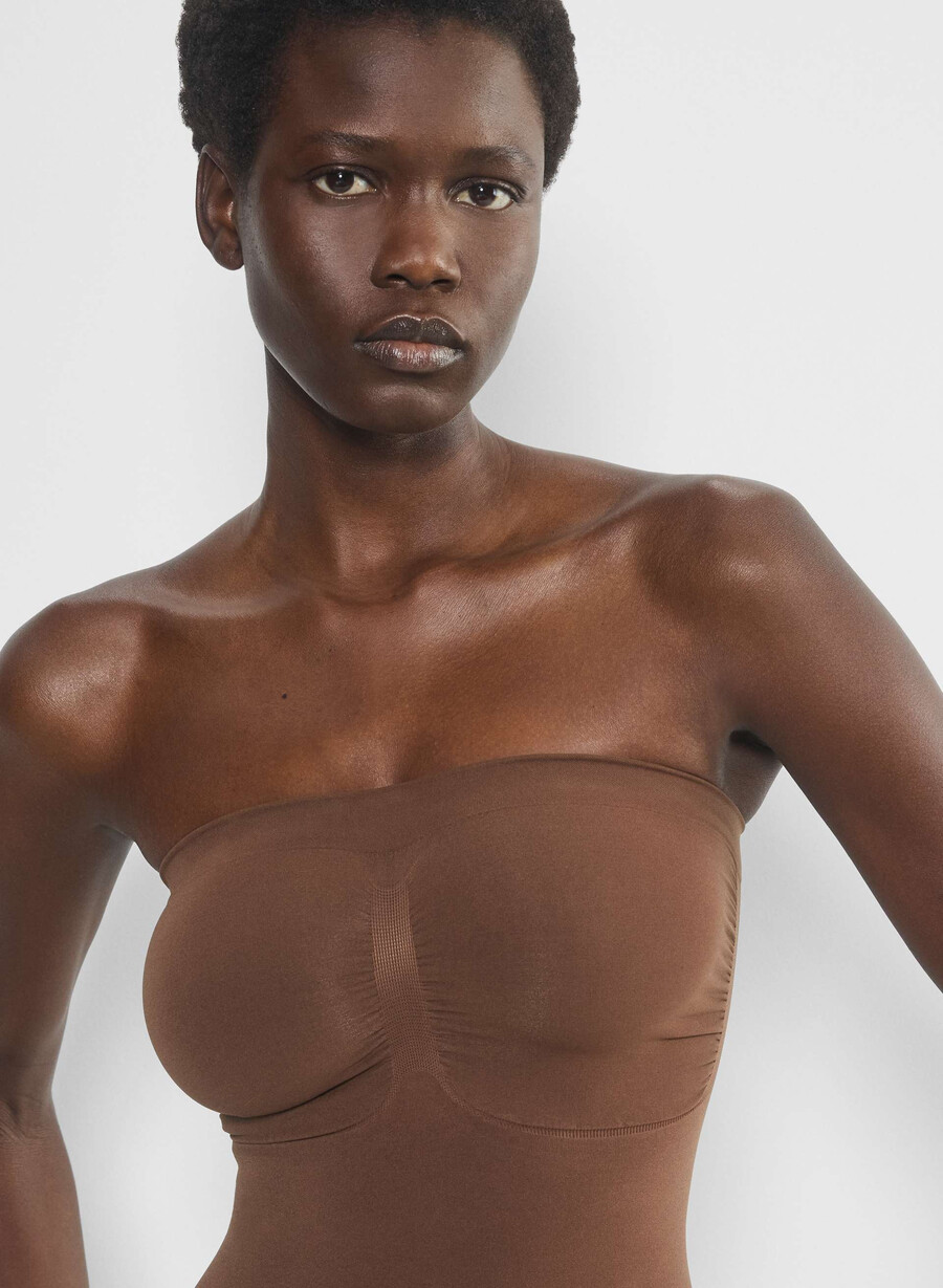 tuta senza spalline shapeenhance cocoa bean