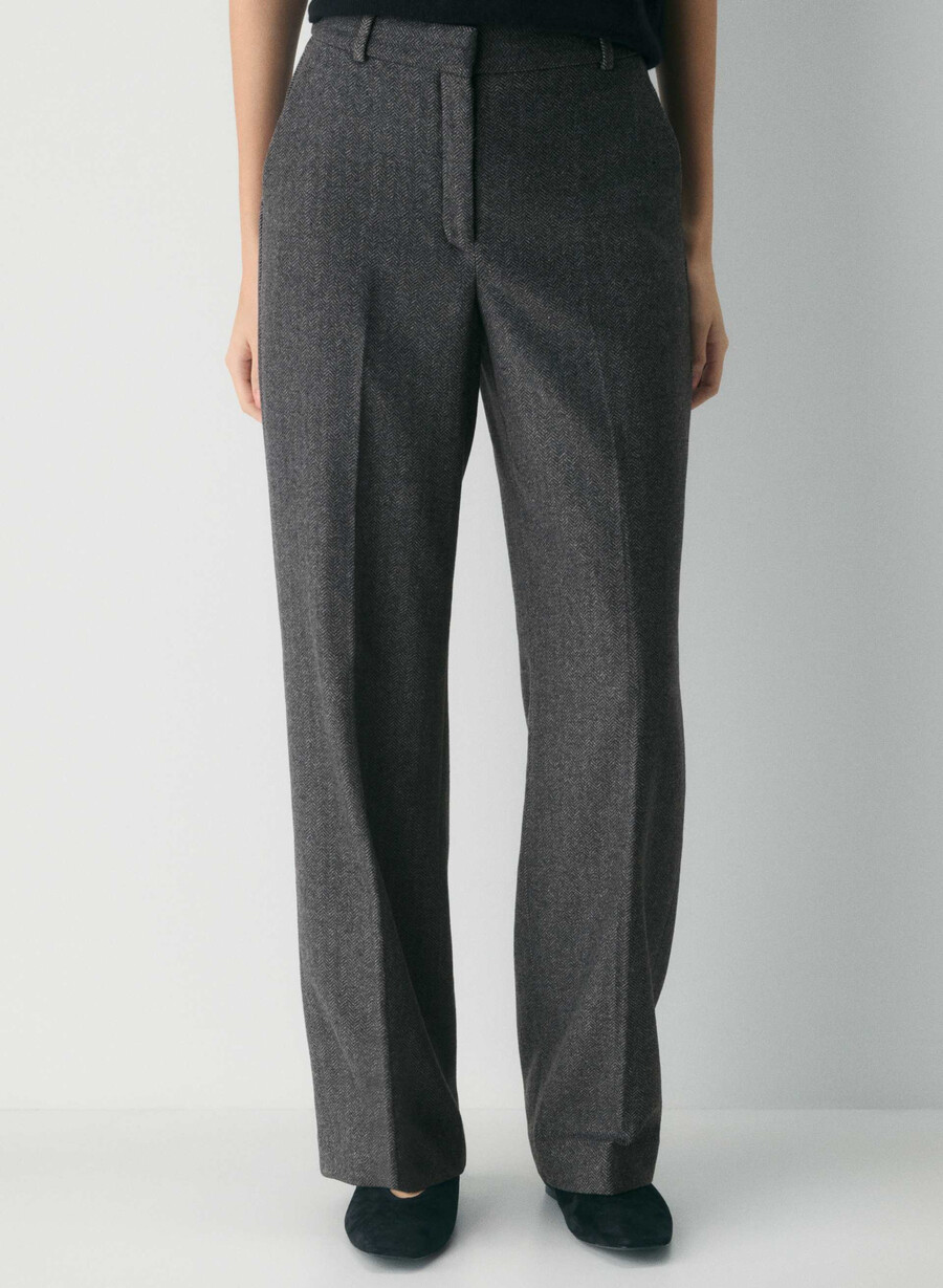 pantaloni agency - precision wool chaney nerogrigio