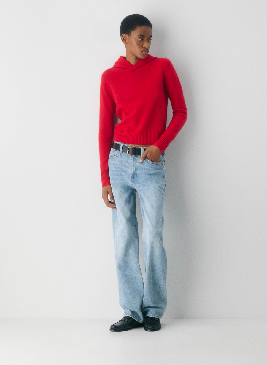 felpa con cappuccio essential cashmere shrunken nero