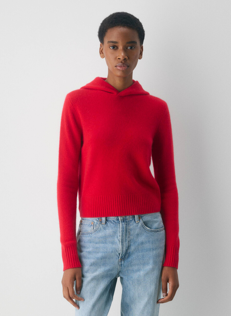 felpa con cappuccio essential cashmere shrunken nero