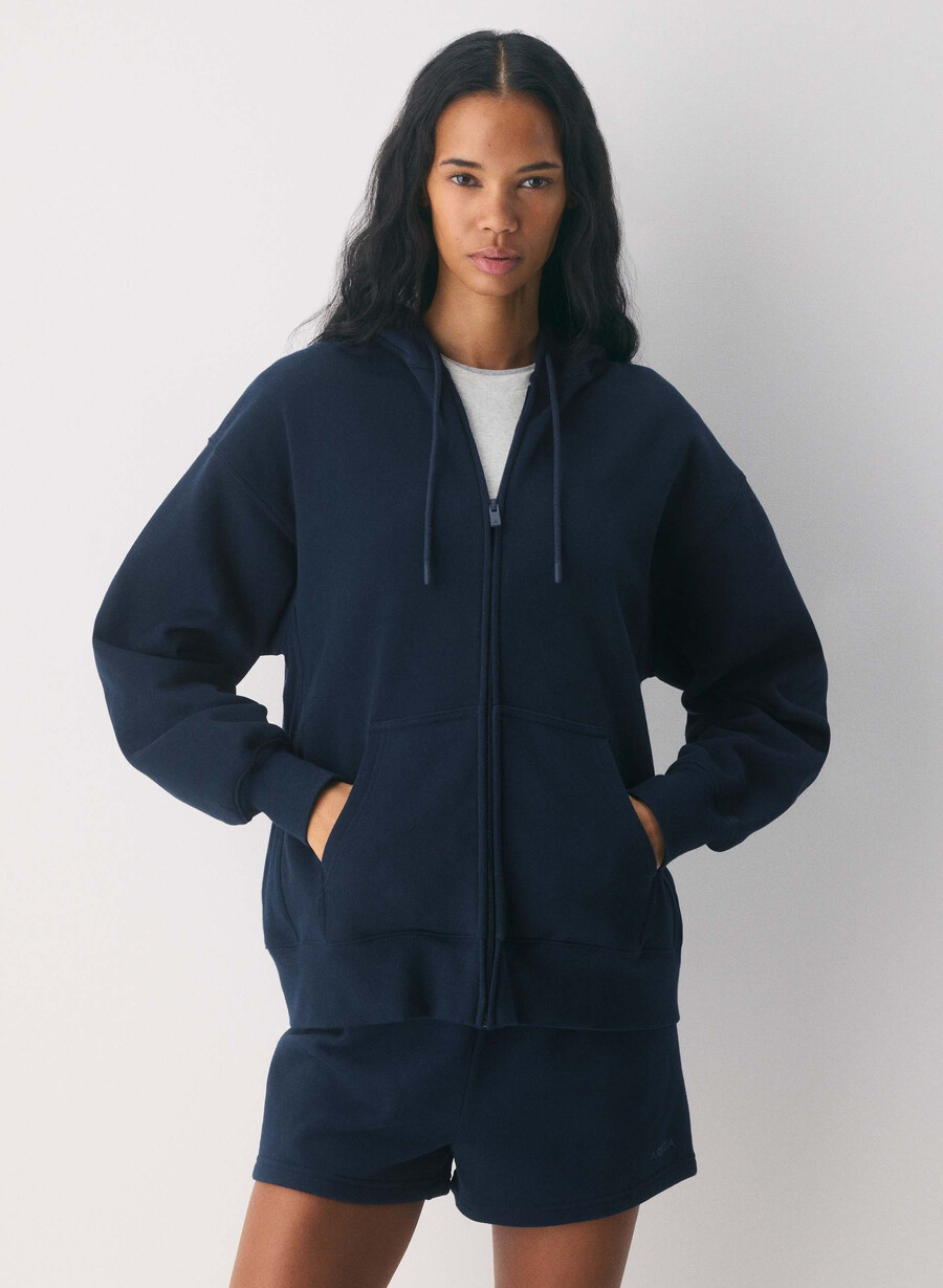 felpa con cappuccio e zip in pile accogliente admiral