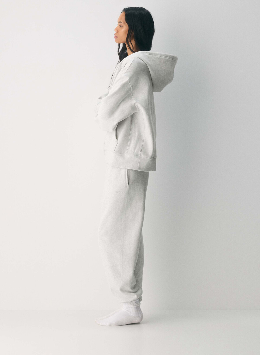 felpa con cappuccio e zip cozy sweatfleece boyfriend heather cloud white
