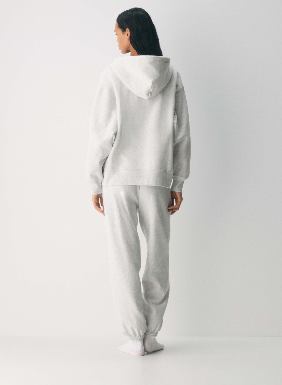 felpa con cappuccio e zip cozy sweatfleece boyfriend heather cloud white