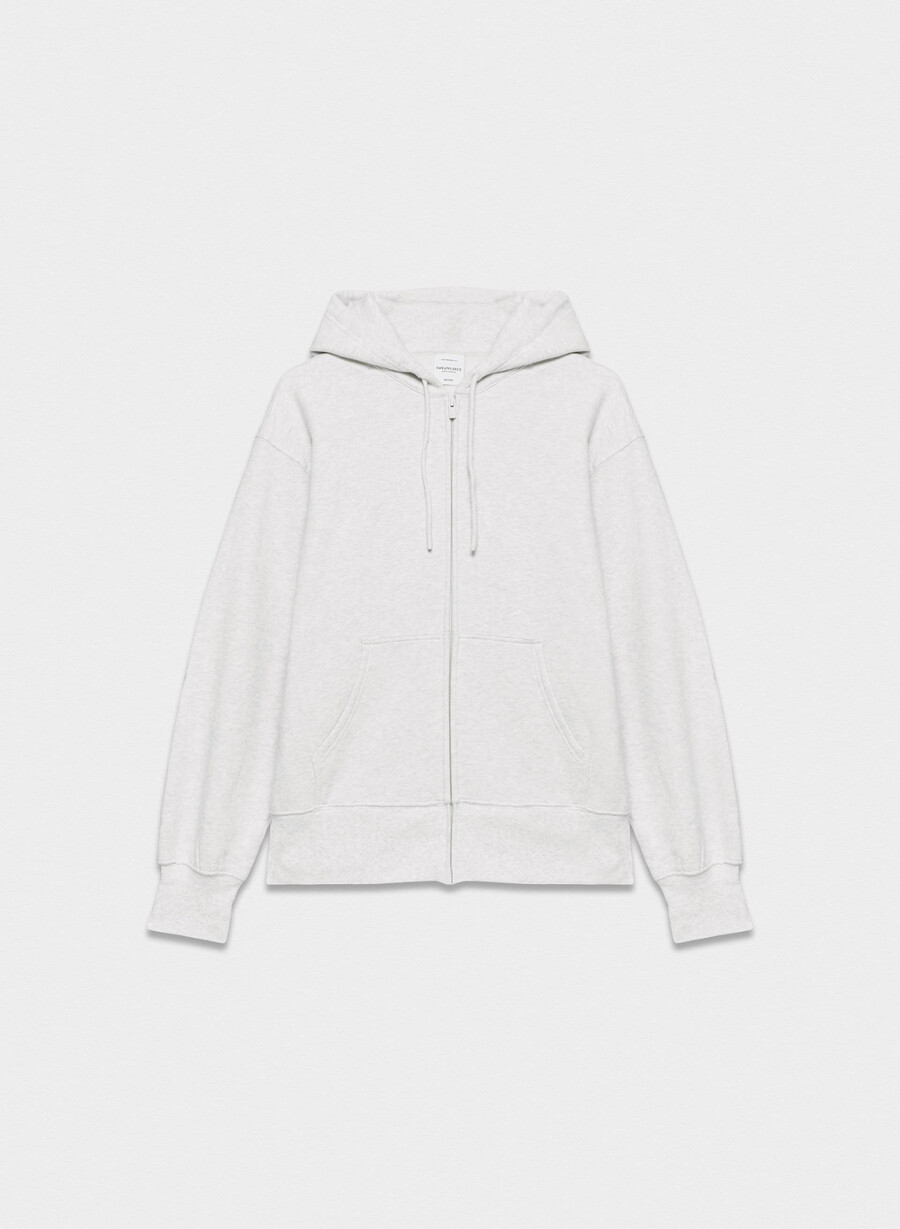 felpa con cappuccio e zip cozy sweatfleece boyfriend heather cloud white