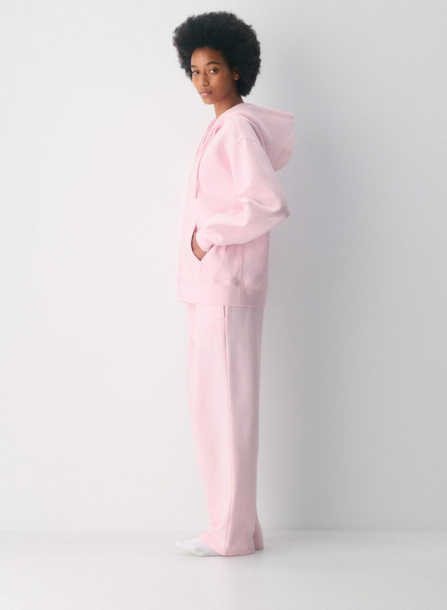 felpa con cappuccio e zip in pile accogliente villa pink