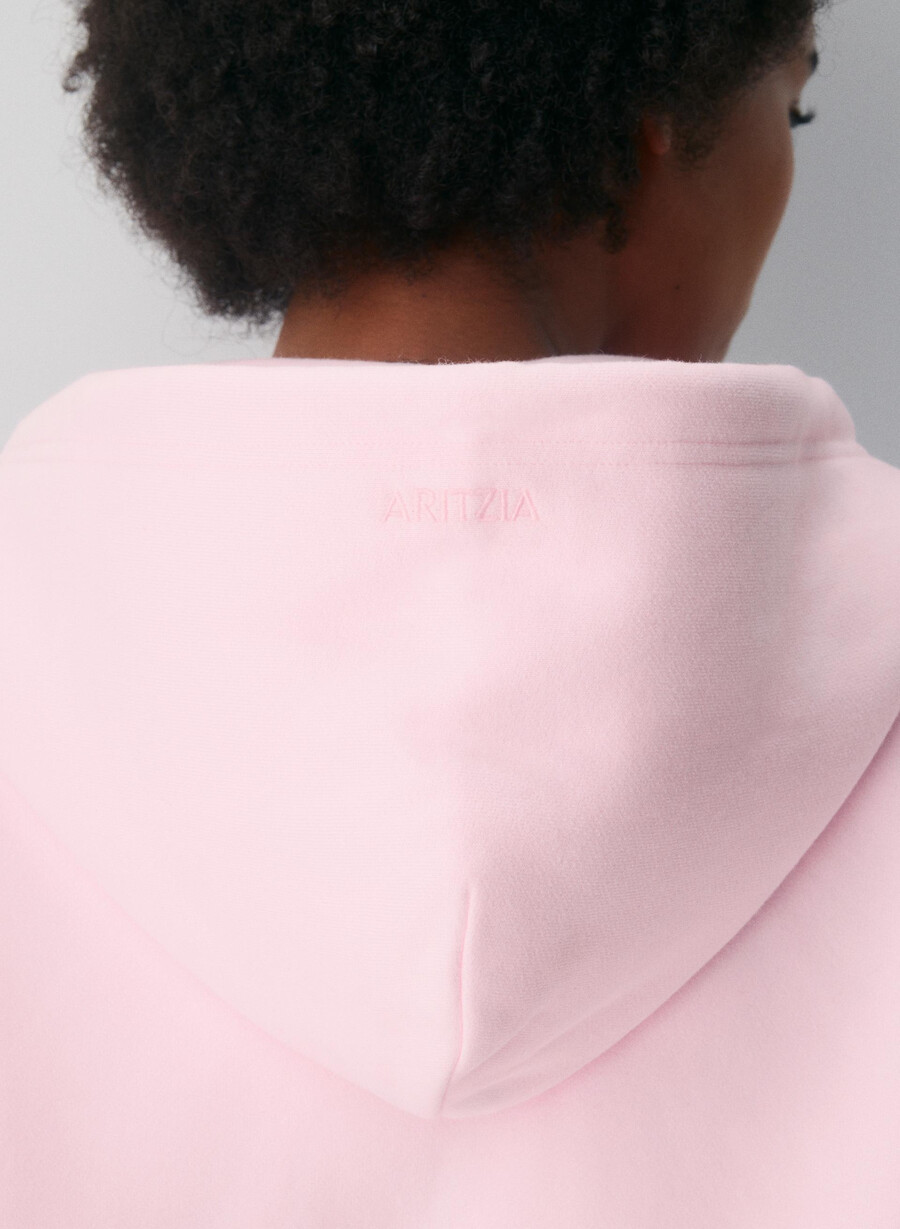 felpa con cappuccio e zip in pile accogliente villa pink