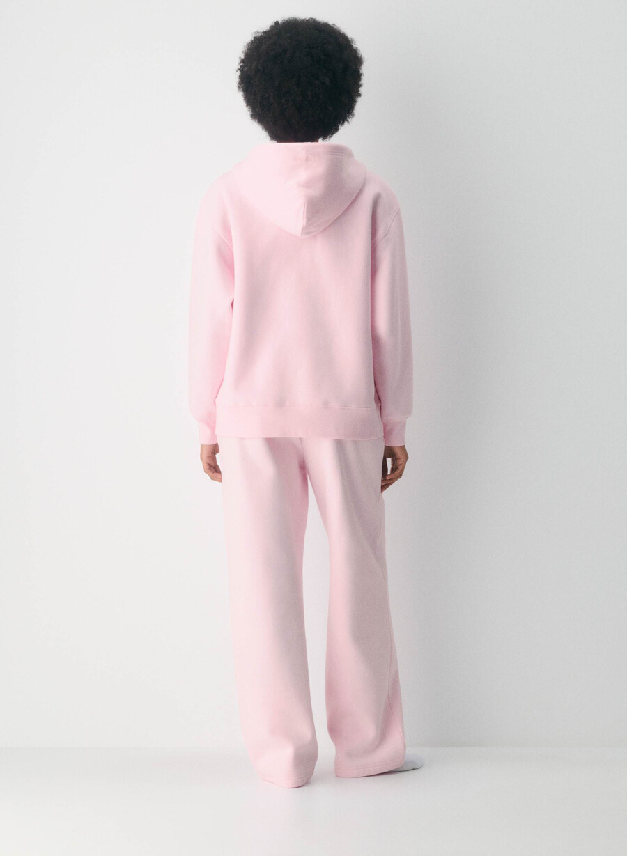 felpa con cappuccio e zip in pile accogliente villa pink