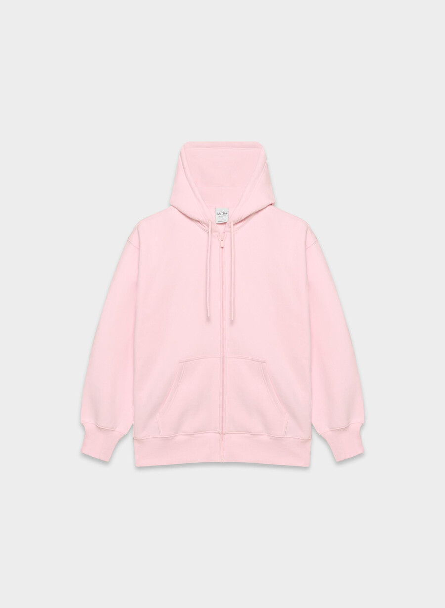 felpa con cappuccio e zip in pile accogliente villa pink