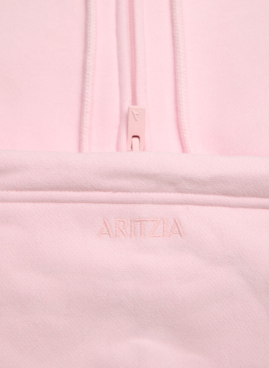 felpa con cappuccio e zip in pile accogliente villa pink