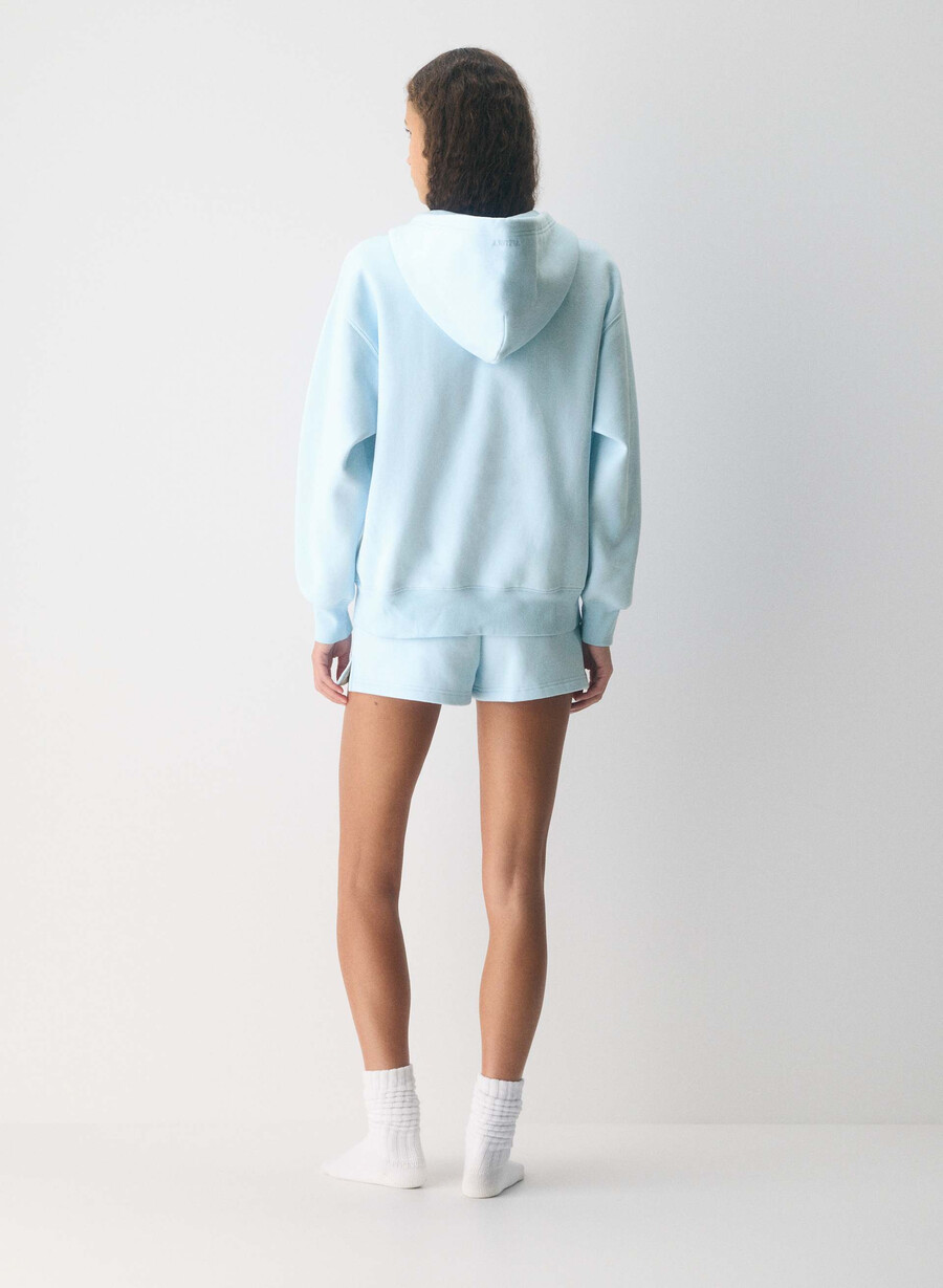 felpa con cappuccio e zip boyfriend in pile accogliente villa blue