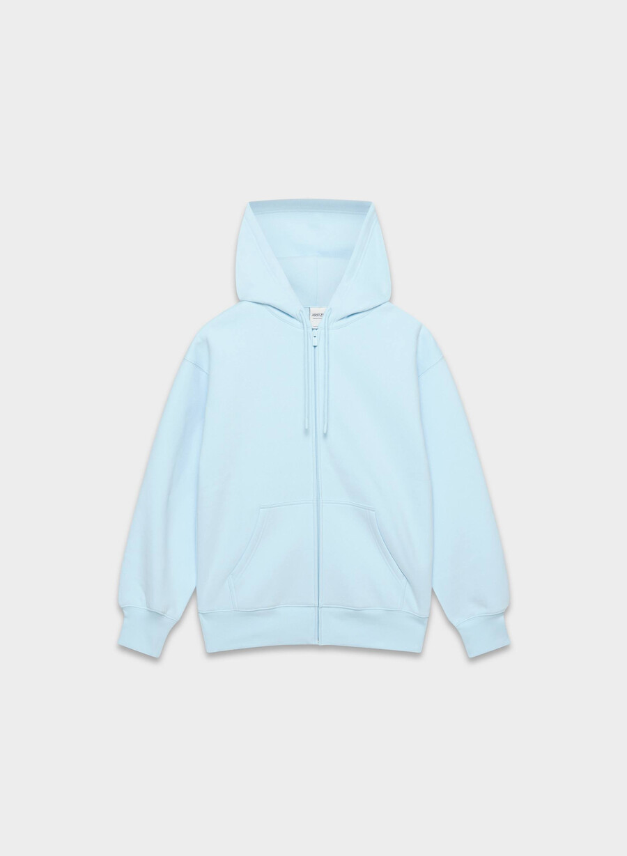 felpa con cappuccio e zip boyfriend in pile accogliente villa blue