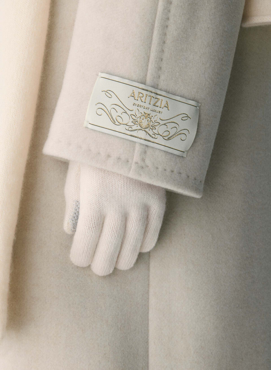guanti tecnici con polsini in cashmere whisper white