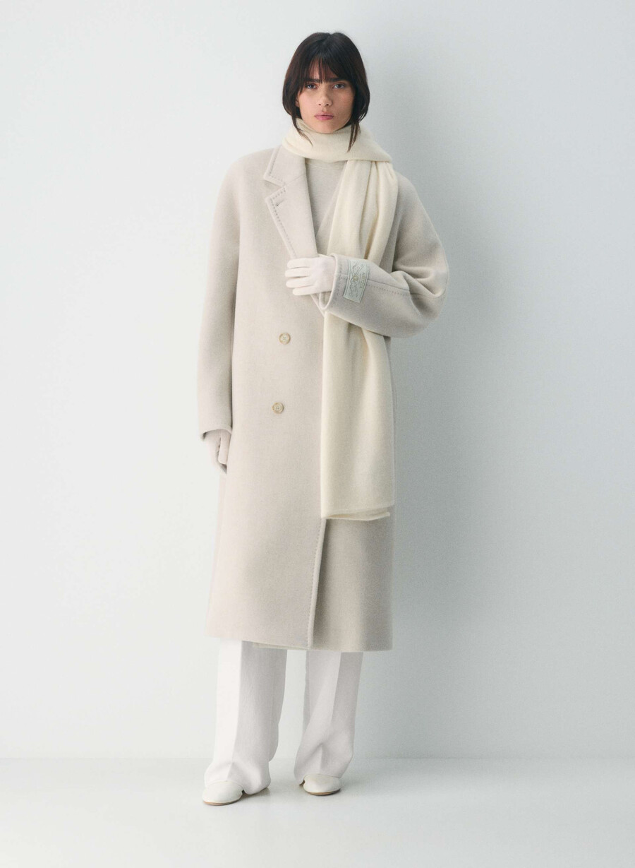 guanti tecnici con polsini in cashmere whisper white