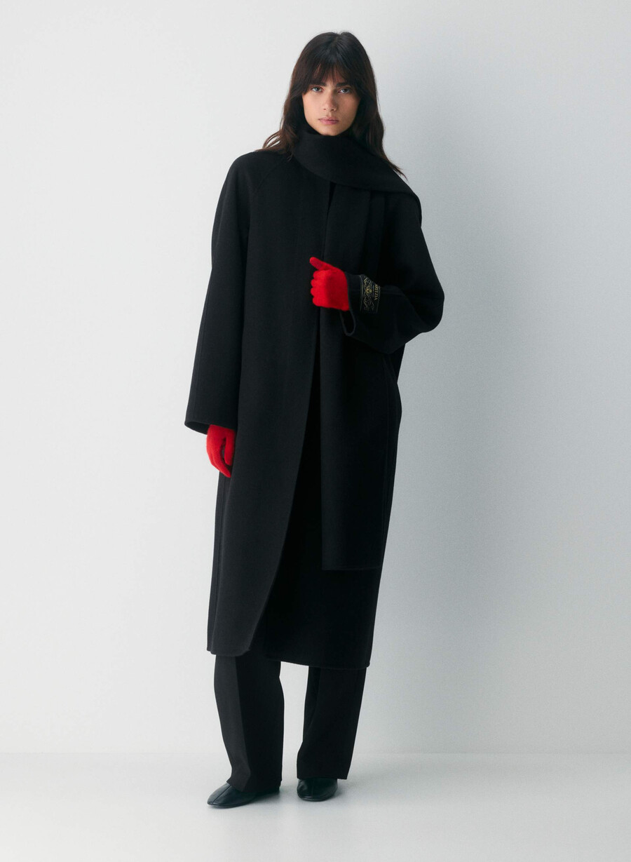 guanti tecnici con polsini in cashmere rosso lampeggiante