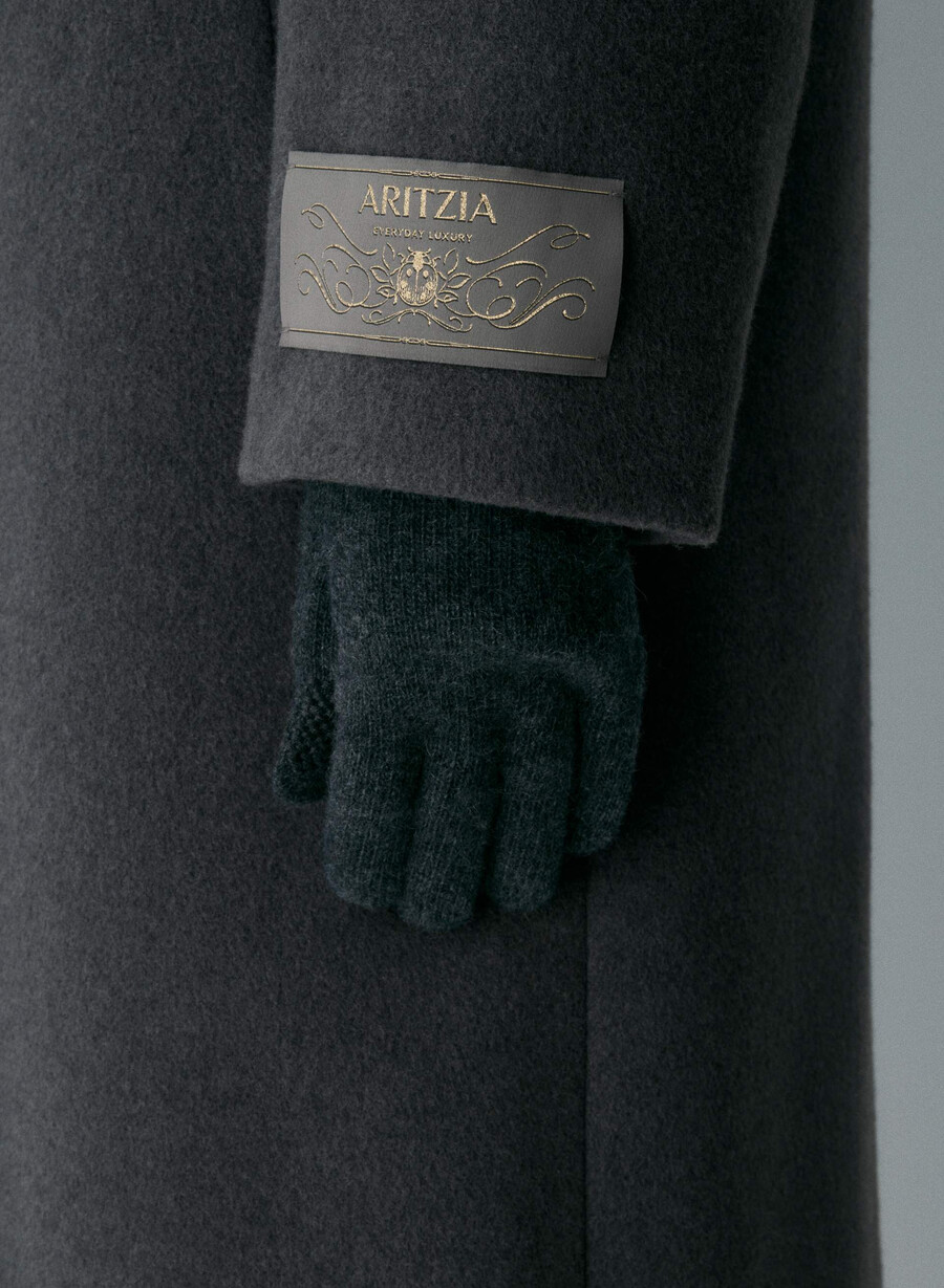 guanti tecnici con polsini in cashmere heather charcoal