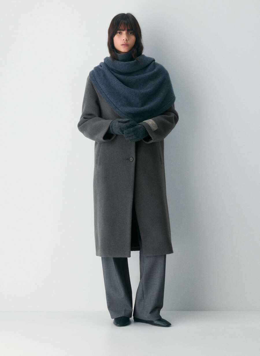 guanti tecnici con polsini in cashmere heather charcoal