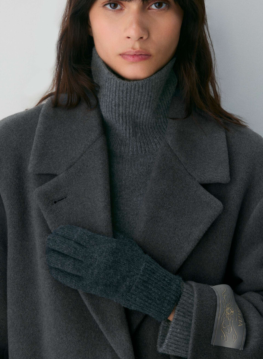guanti tecnici con polsini in cashmere heather charcoal