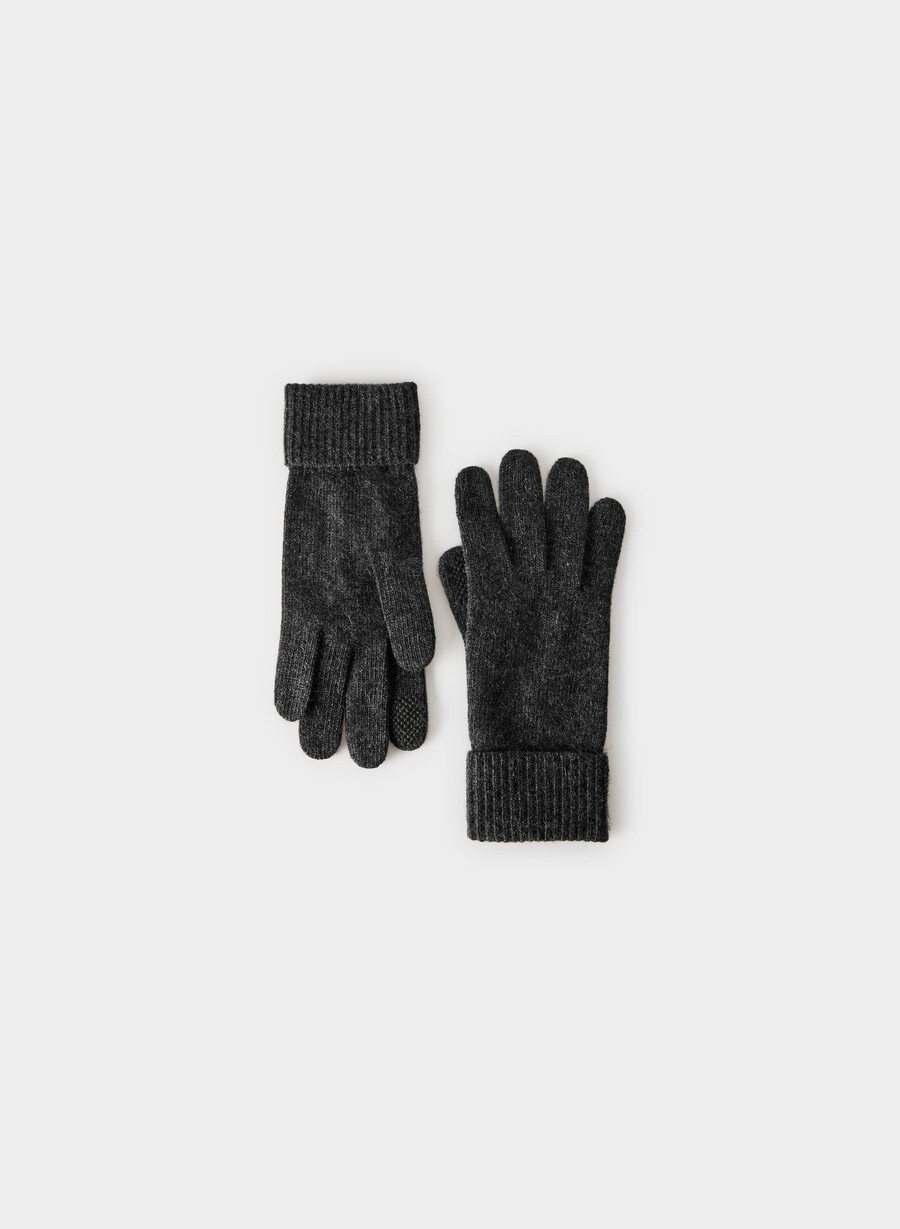 guanti tecnici con polsini in cashmere heather charcoal