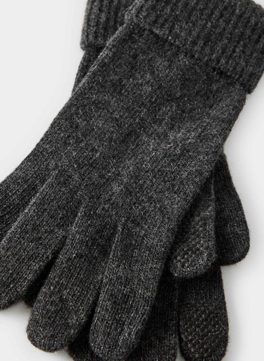guanti tecnici con polsini in cashmere heather charcoal