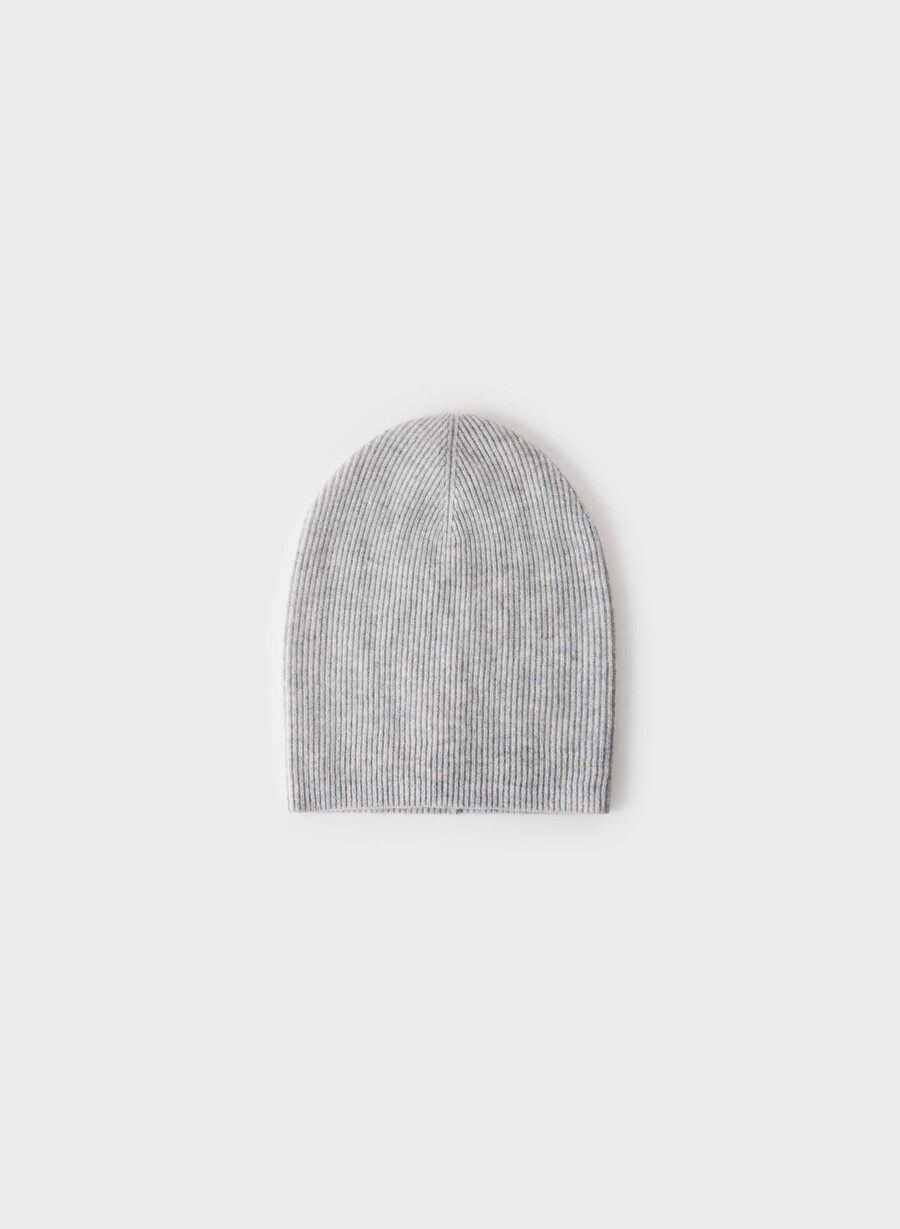 berretto morbido a coste in cashmere heather chrome