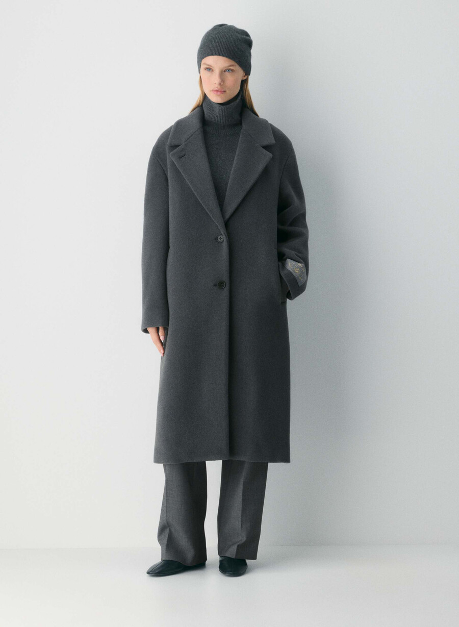 berretto morbido in cashmere a coste heather charcoal
