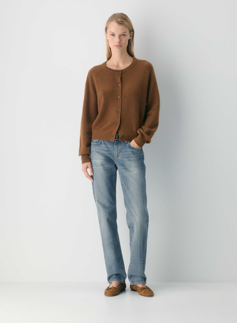 cardigan essential wool cashmere london marrone cioccolato