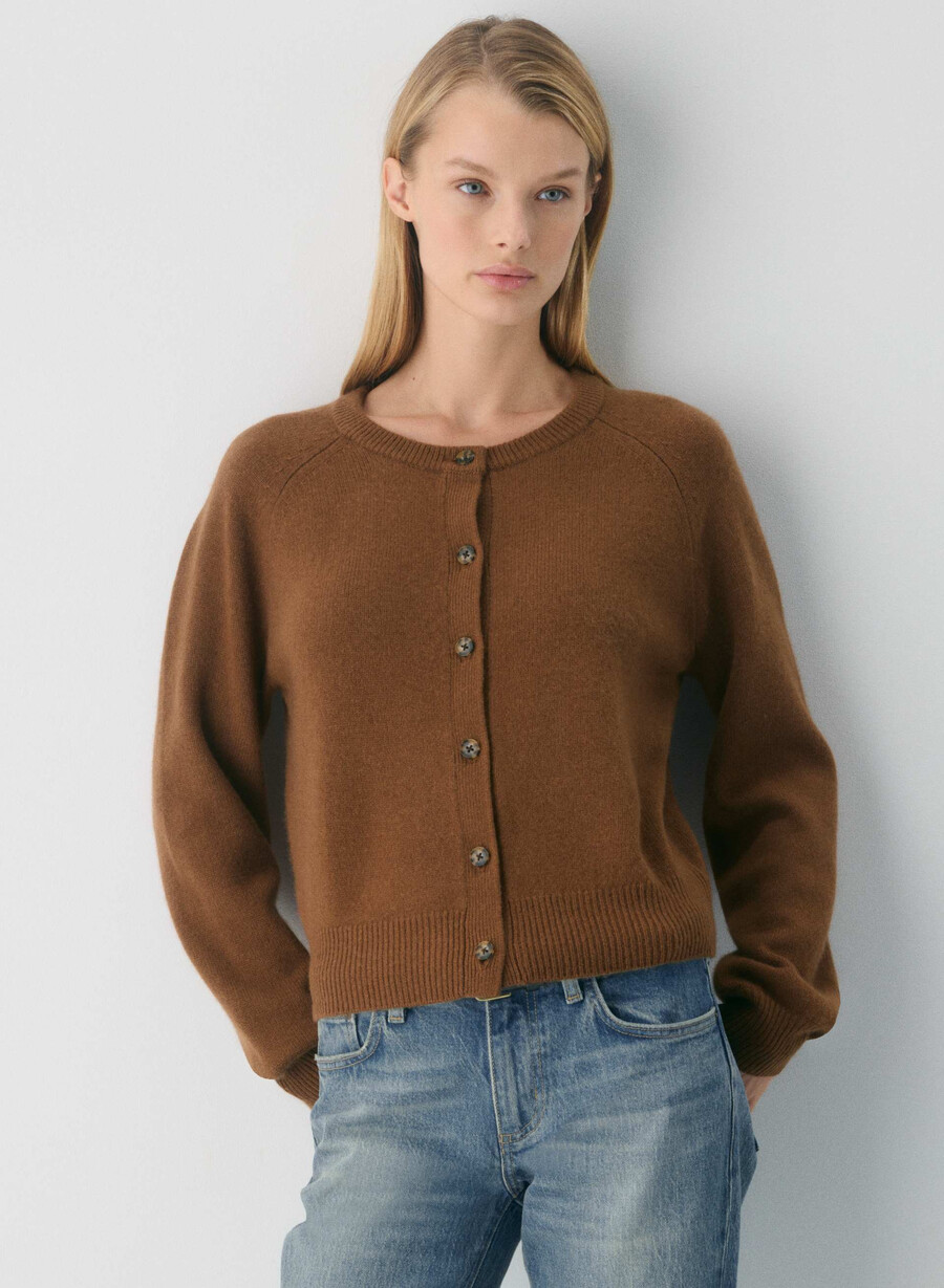 cardigan essential wool cashmere london marrone cioccolato