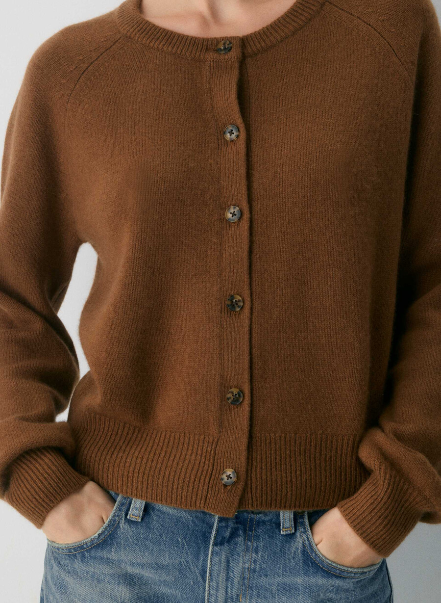 cardigan essential wool cashmere london marrone cioccolato