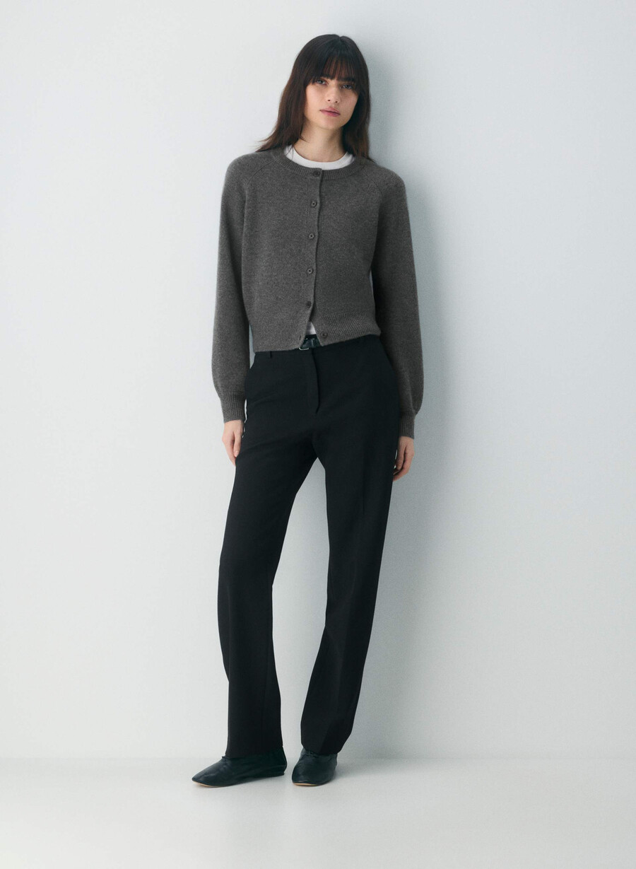 cardigan essential wool cashmere london heather charcoal
