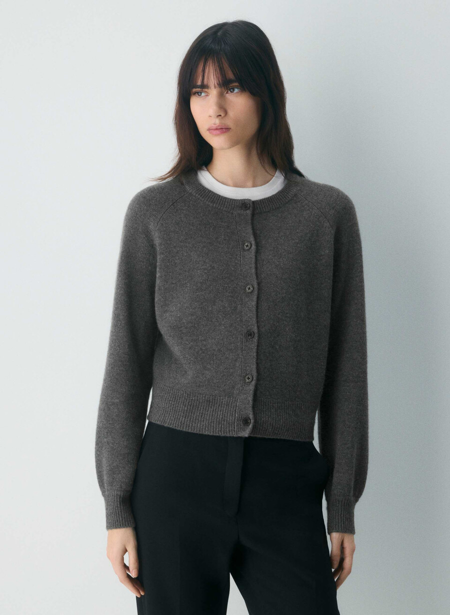 cardigan essential wool cashmere london heather charcoal