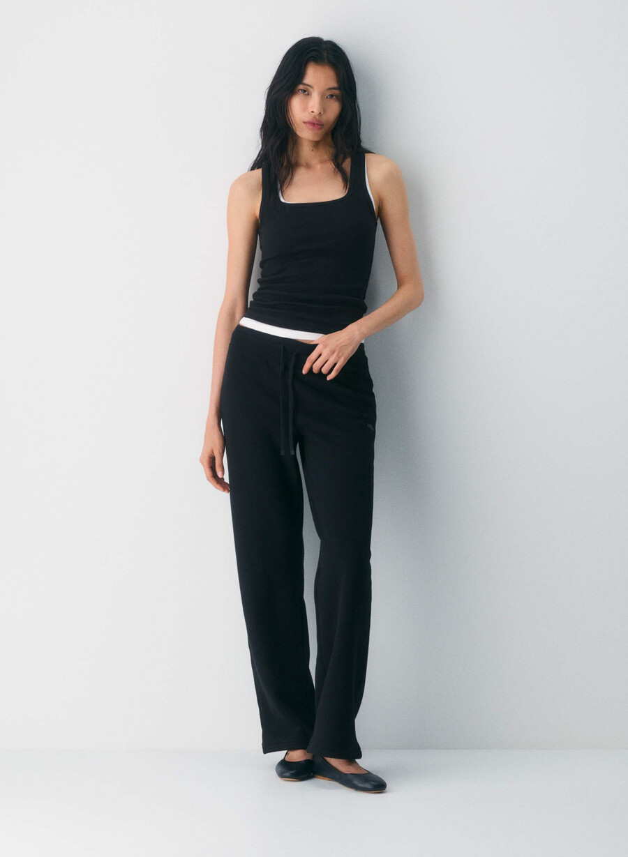 pantaloni della tuta con fascia perfetta in pile cozy sweatfleece nero