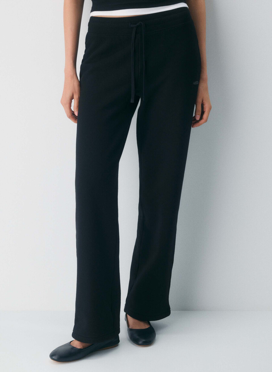 pantaloni della tuta con fascia perfetta in pile cozy sweatfleece nero