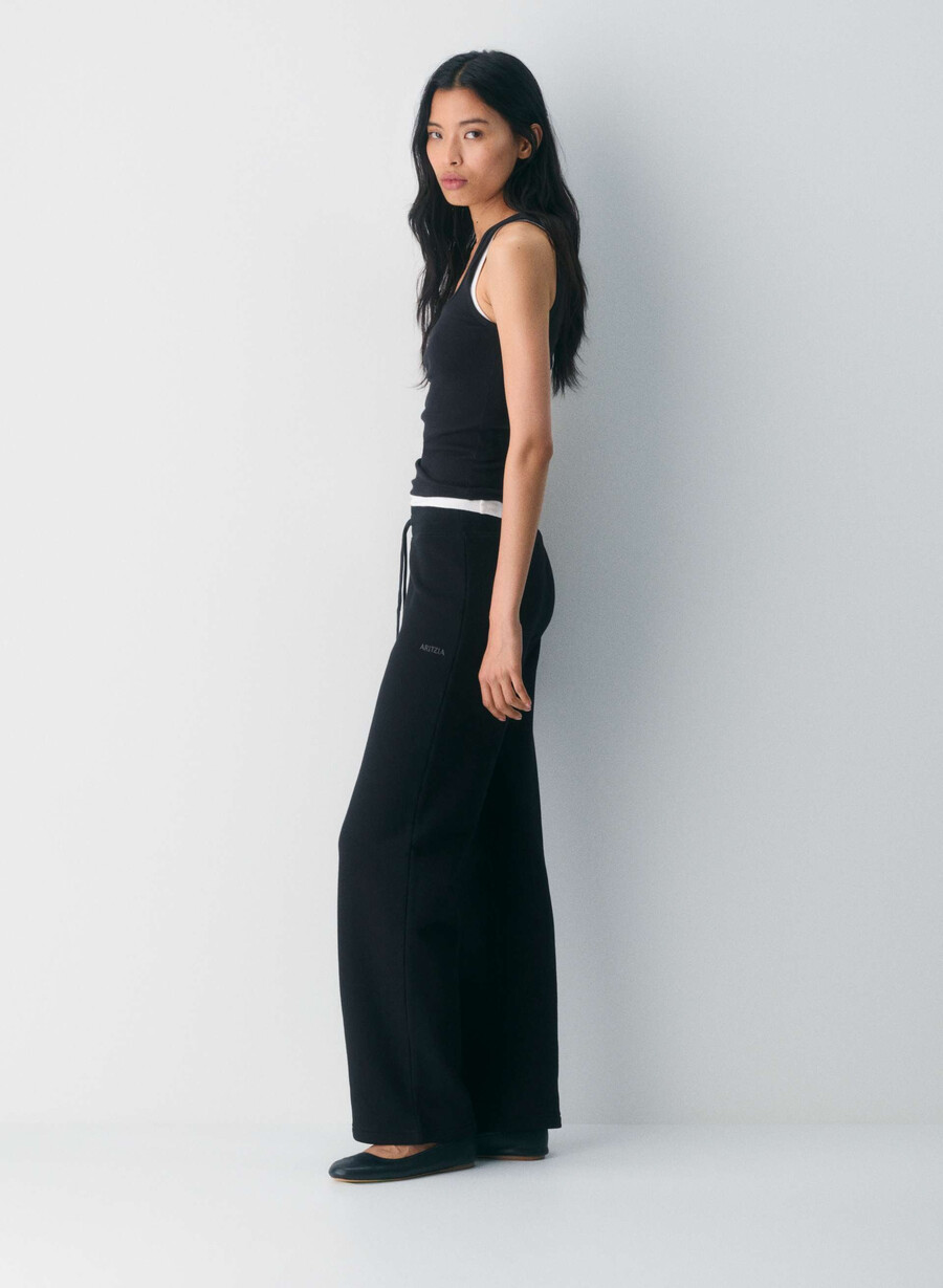 pantaloni della tuta con fascia perfetta in pile cozy sweatfleece nero