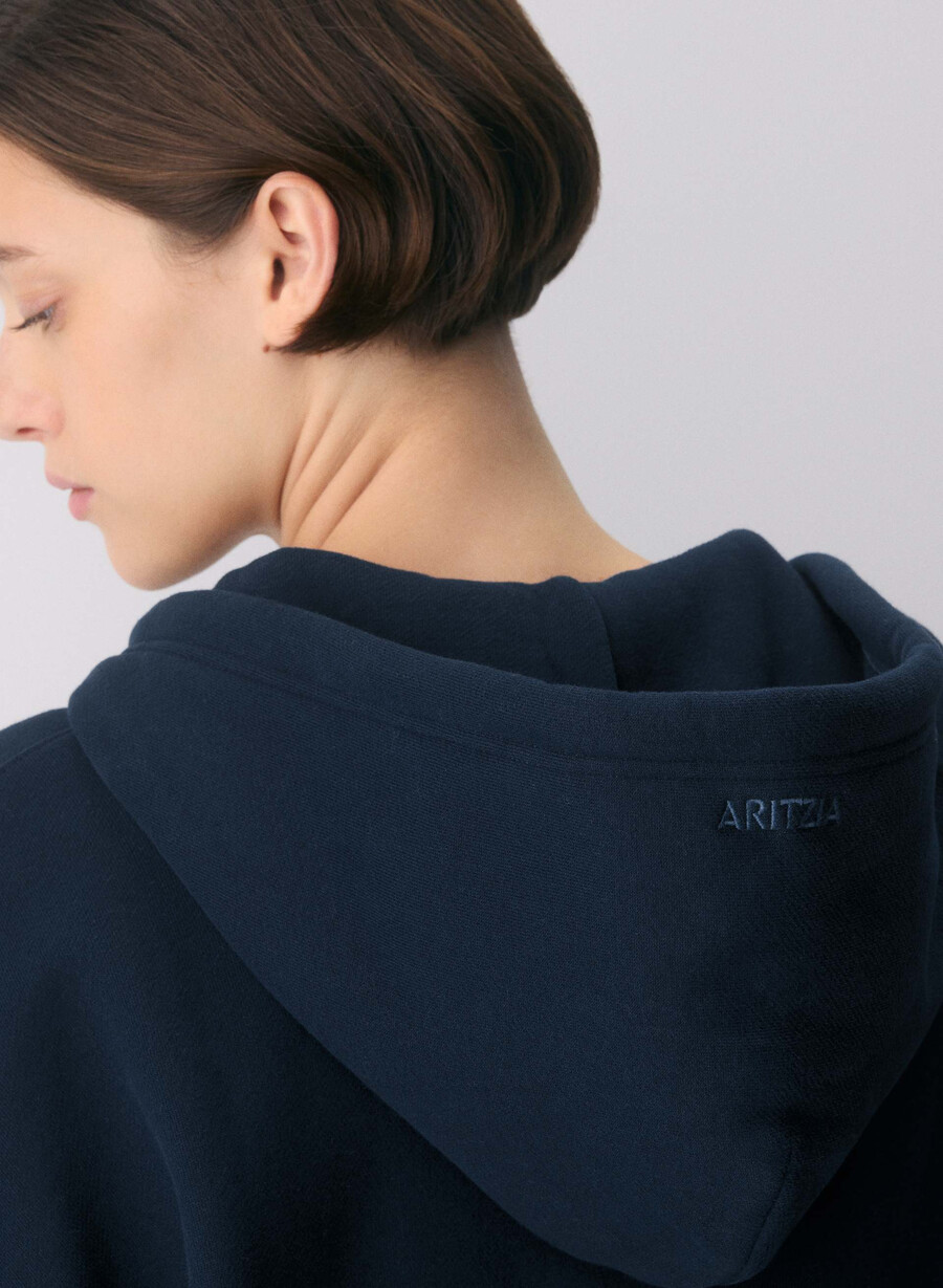 felpa con cappuccio e zip grande in pile accogliente admiral