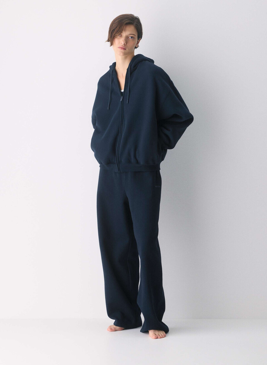felpa con cappuccio e zip grande in pile accogliente admiral