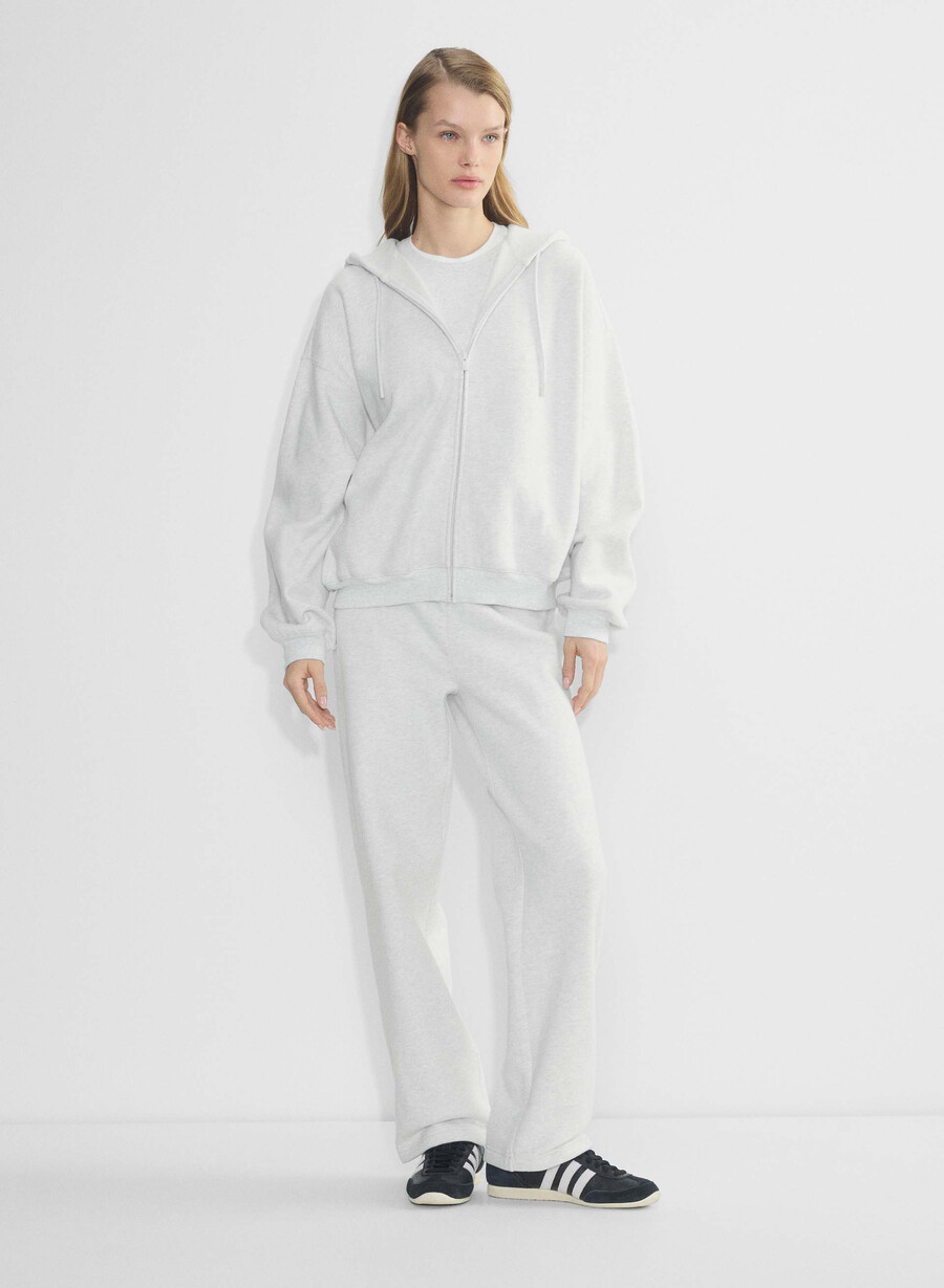 felpa con cappuccio e zip gigante cozy sweatfleece heather cloud white