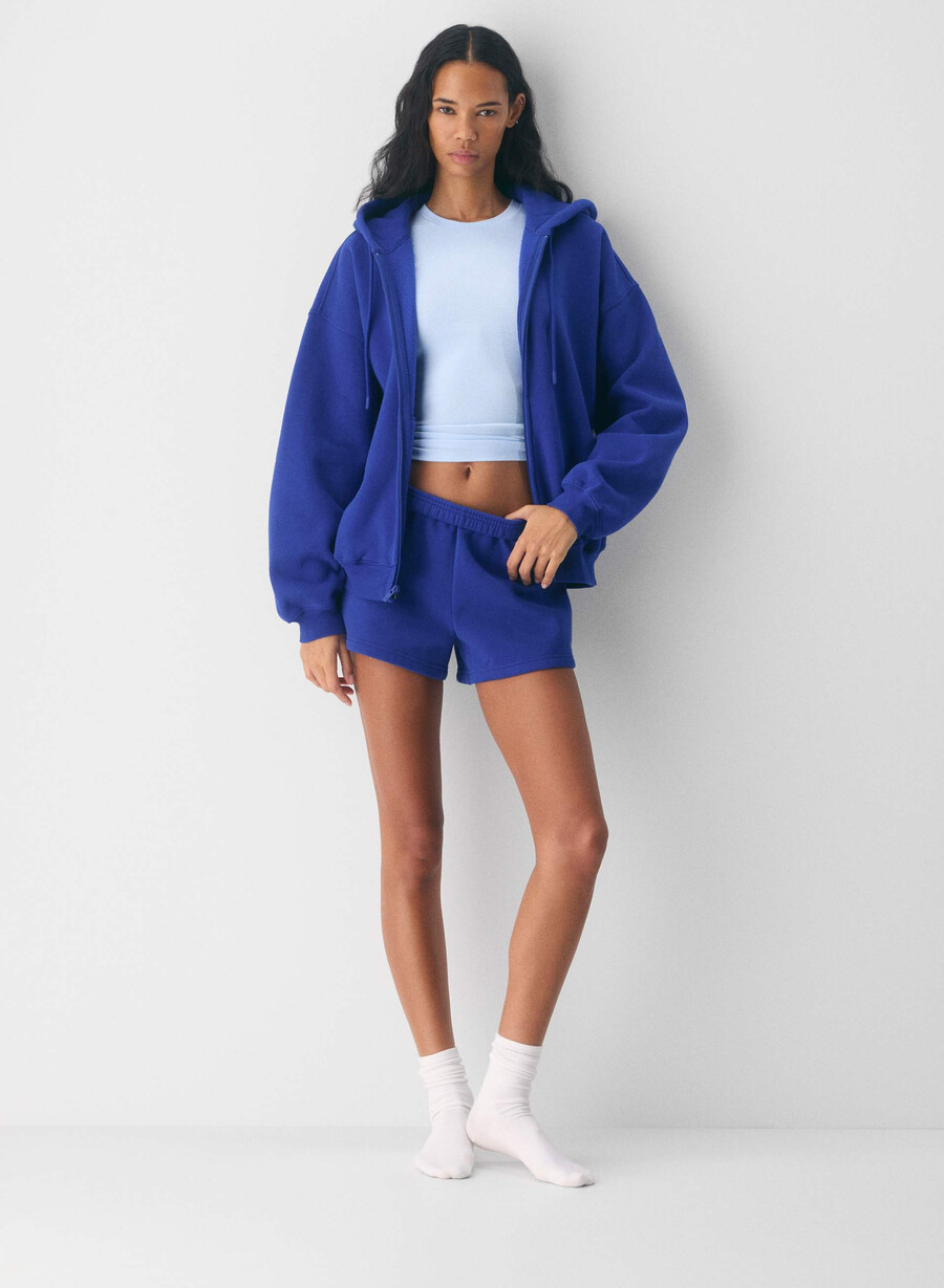 felpa con cappuccio e zip gigante cozy sweatfleece ablaze blue