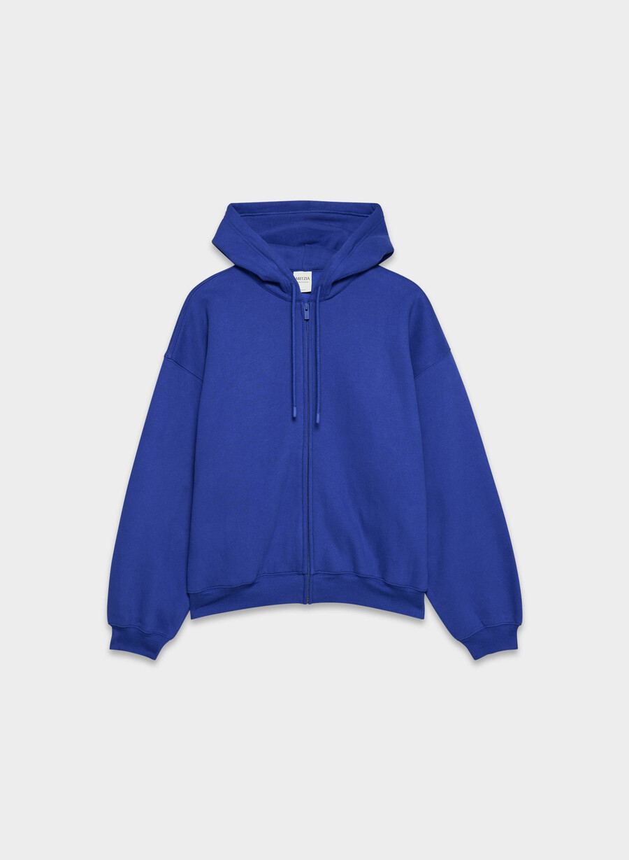 felpa con cappuccio e zip gigante cozy sweatfleece ablaze blue