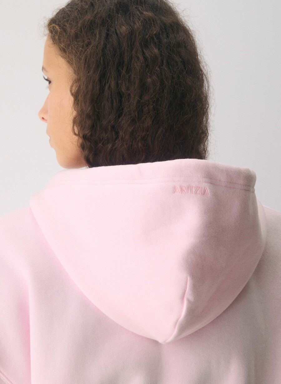 felpa con cappuccio e zip gigante cozy sweatfleece villa pink