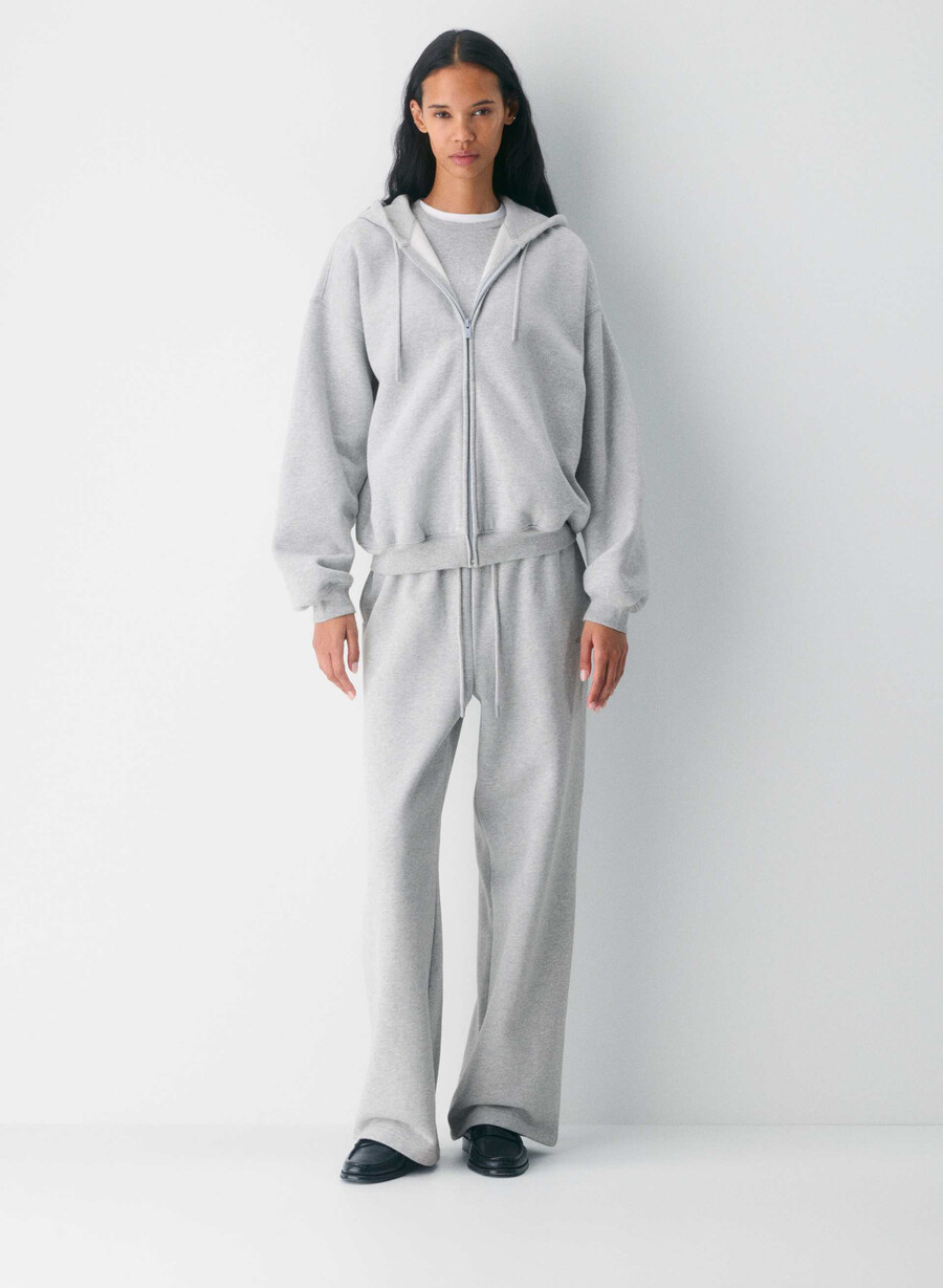 felpa con cappuccio e zip mega cozy sweatfleece heather chrome