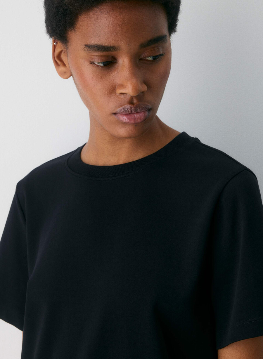 t-shirt funzionale in cotone interlock nera